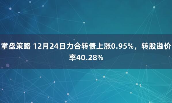 掌盘策略 12月24日力合转债上涨0.95%，转股溢价率40.28%